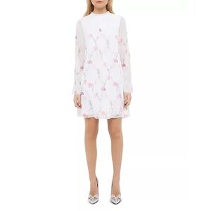 Ted Baker London DANIEA Sketchbook Floral Mini Dress Ruffle 0 XS Prom Romantic